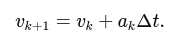 Acceleration to velocity (discrete)