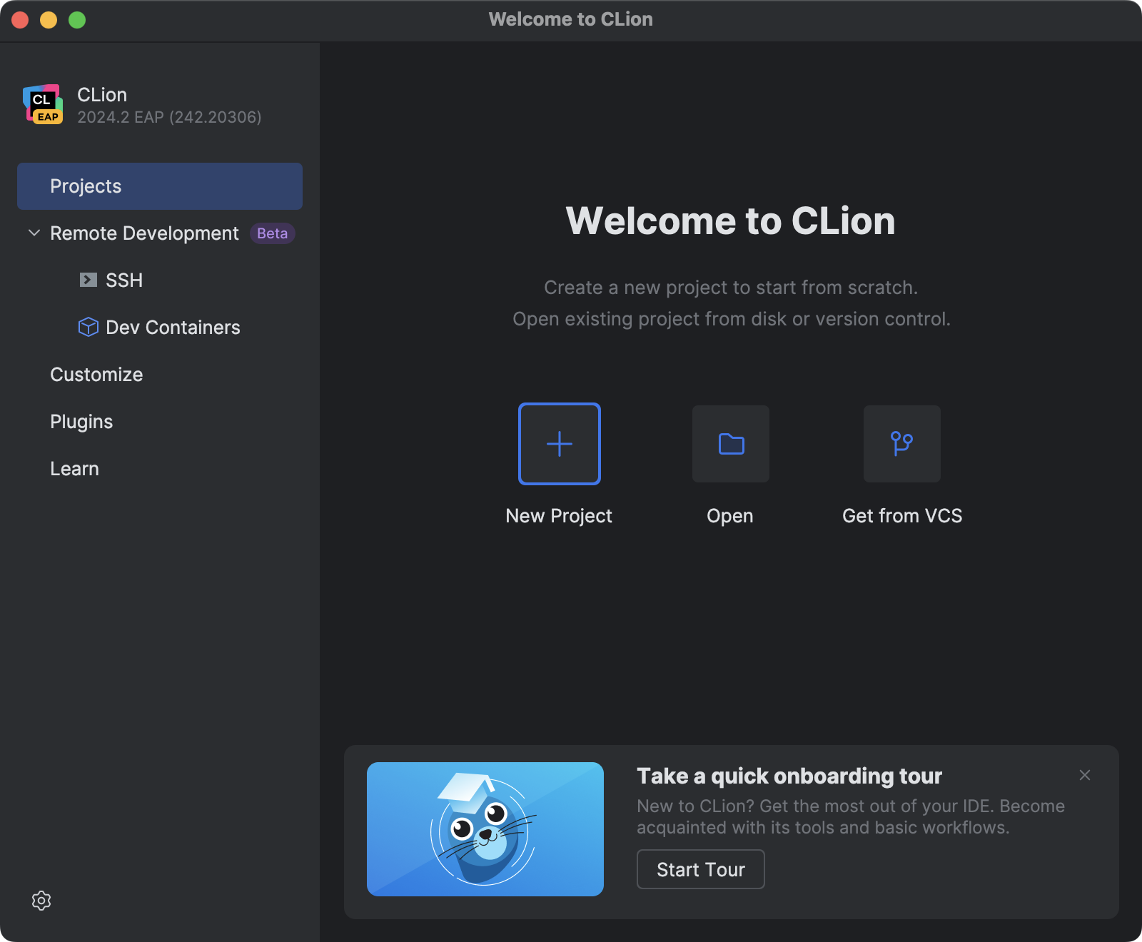 Welcome screen